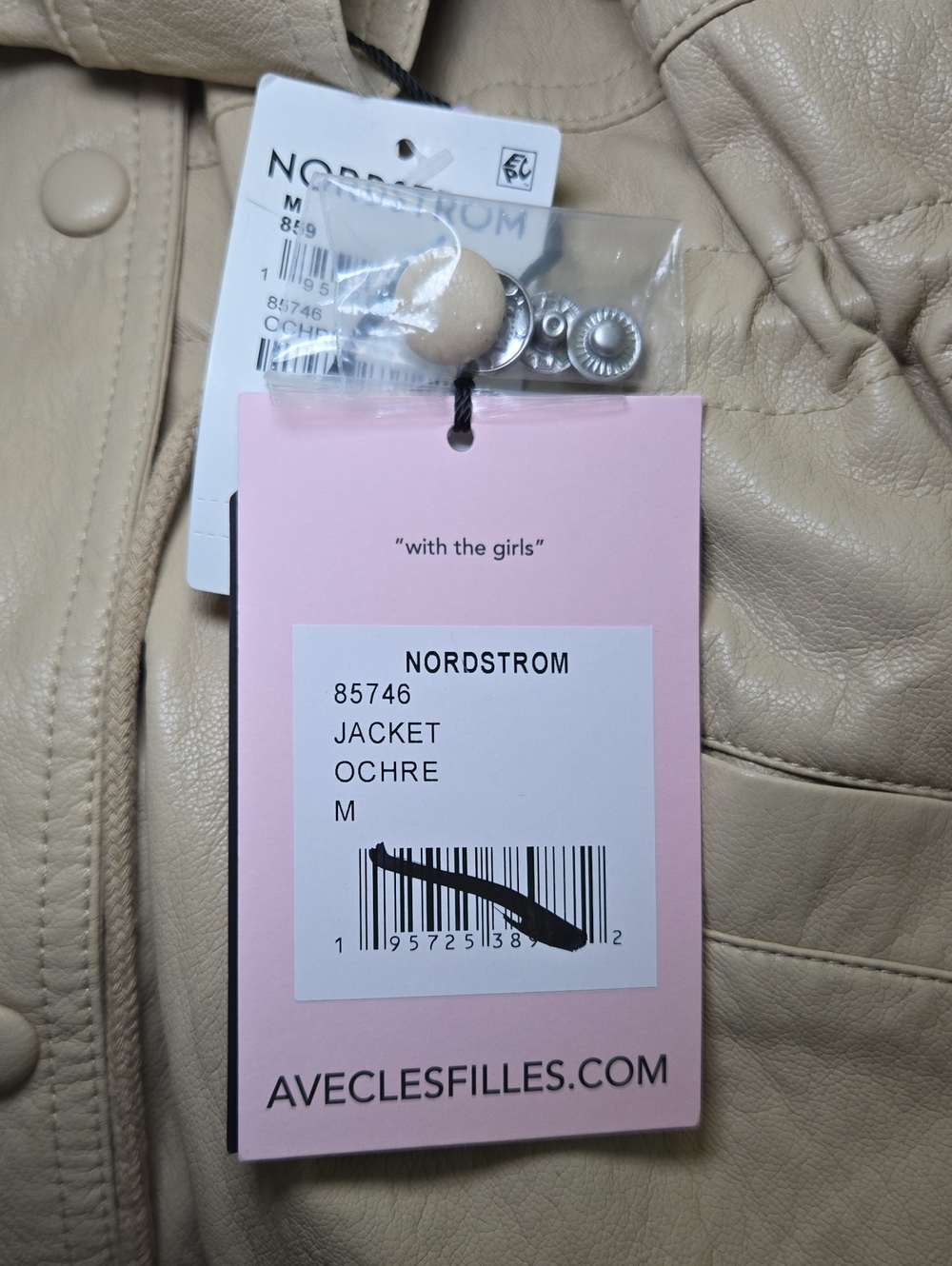 Avec Les Filles Funnel Neck Faux-Ever Leather Anorak Jacket Ochre Womens M NWT - Picture 12 of 16
